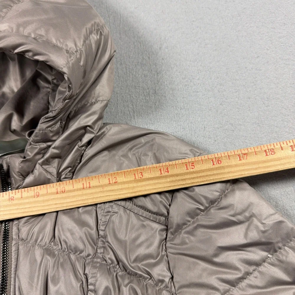 Athleta Puffer Jacket Women Small Hooded Quilted Parka Taupe Brown Core Gorpcore - Picture 6 of 10